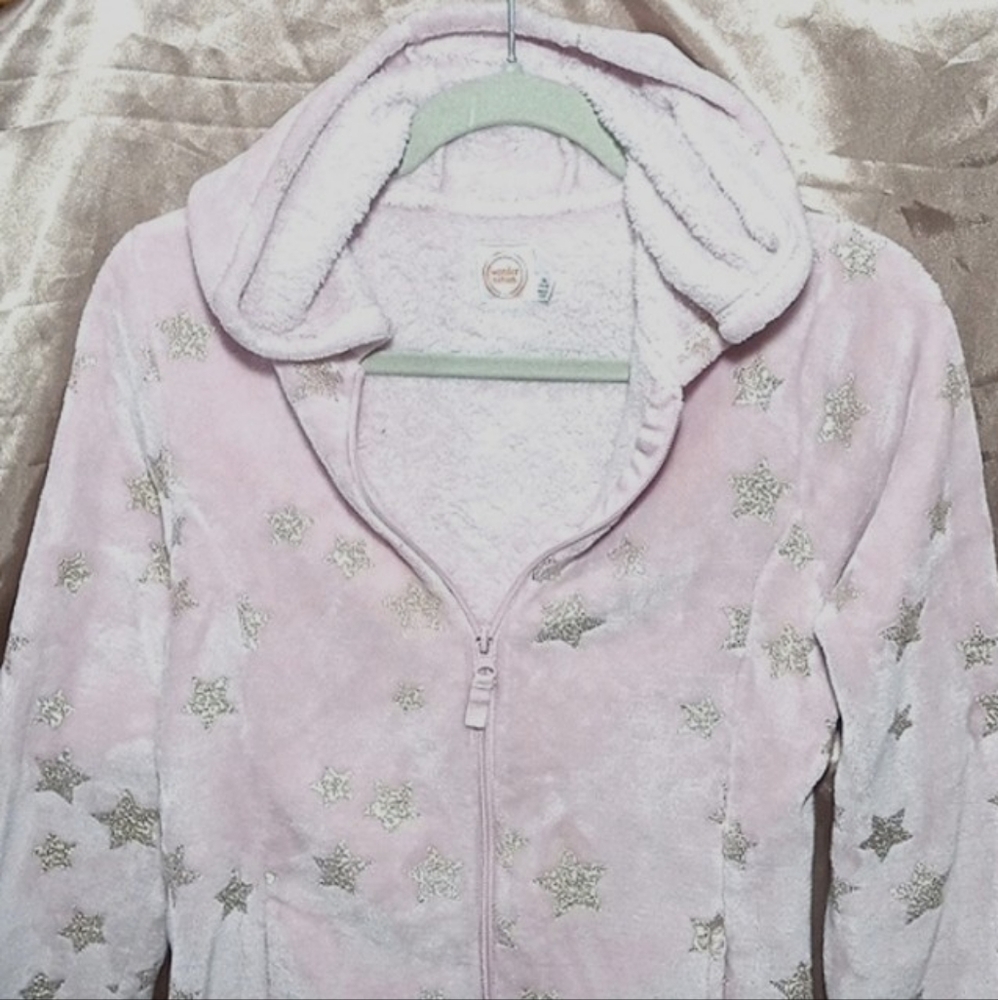 Wonder Nation Girls XL 14/16 pink hooded zipper fleece Pre-owned